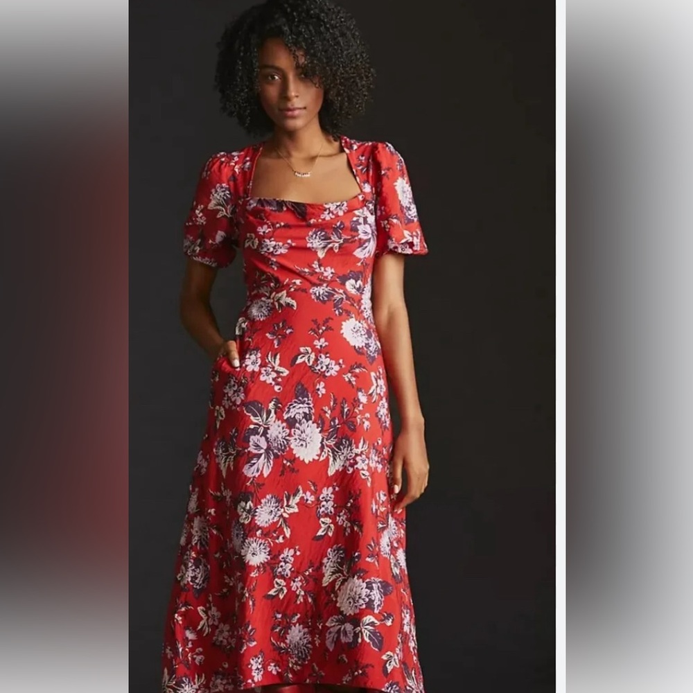 Maeve red floral dress